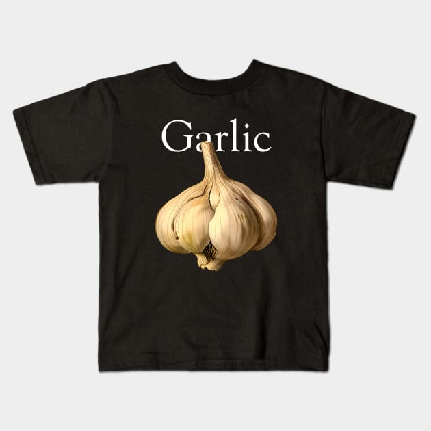 Garlic Bulb: Embrace the Culinary Charm on a dark (knocked out) background Kids T-Shirt by Puff Sumo